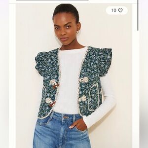 Dolan Printed Ruffle Quilted Vest